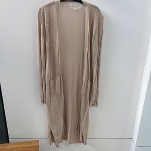 Long Beige Cardigan with Pockets